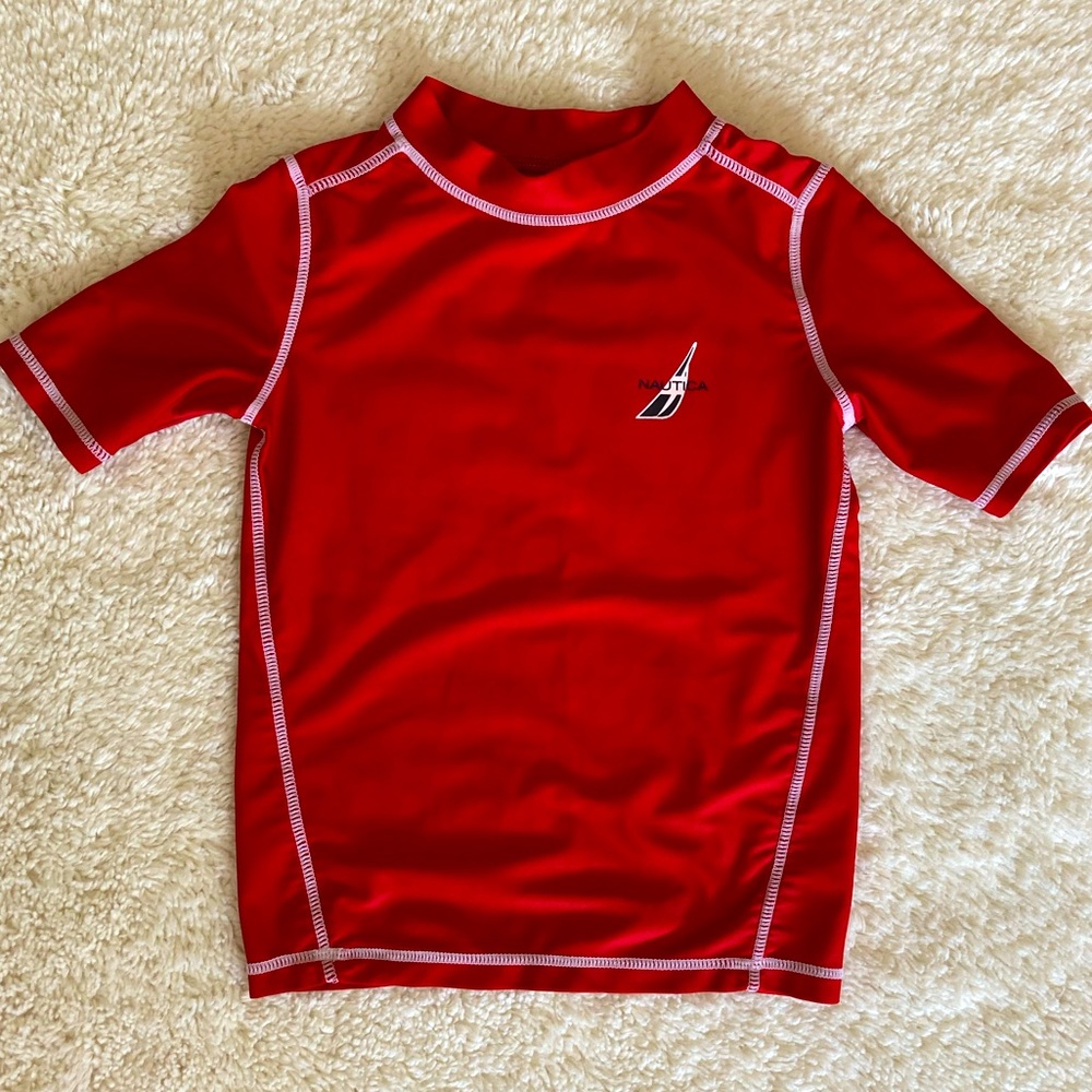 Nautica Red Short Sleeve Rashguard Sz 4